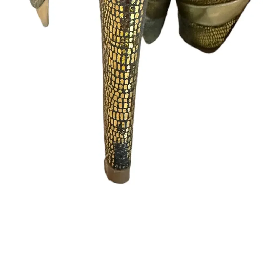 Marc fisher metallic textured gold 4.5” stiletto heel shoes 1”‎ platform size 6